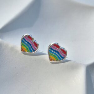rainbow heart studs