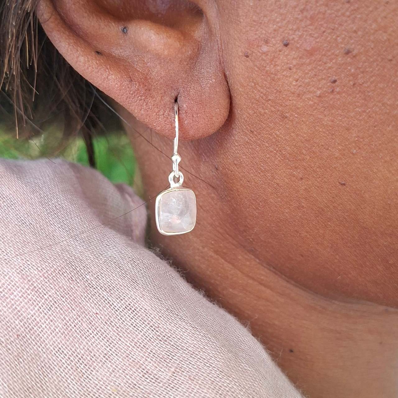 rose quartz earrings