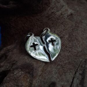 Split Heart with Cross Pendant