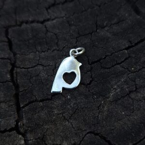 Small Bird with Cutout Heart Charm