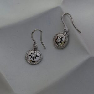 Flower Disk with CZ Earrings