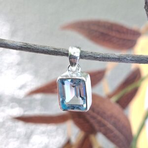 Blue Topaz Brushed Rectangular Pendant