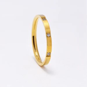 gold fine stacker ring with cz ss