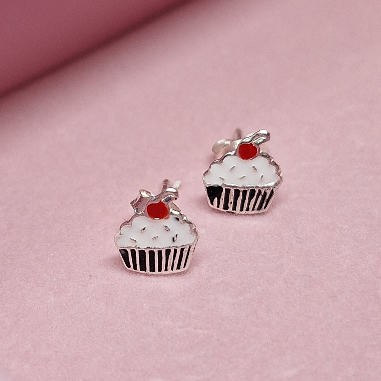 White Cupcake Enamel Studs